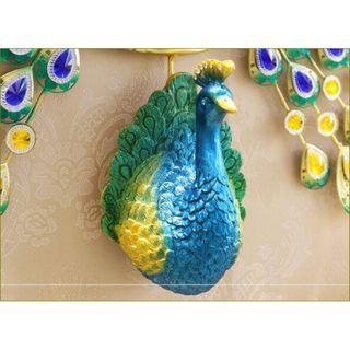 Đồng hồ treo tường chim công xanh xoè cánh