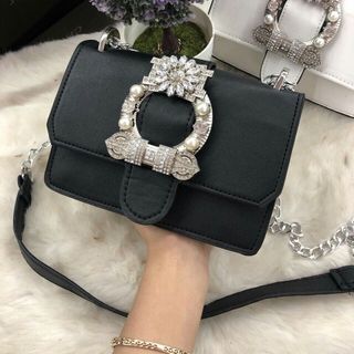 Túi đeo chéo nữ hoạ tiết bông hoa đính đá