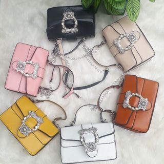 Túi đeo chéo nữ hoạ tiết bông hoa đính đá