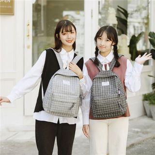 Ba lô đi học nữ caro