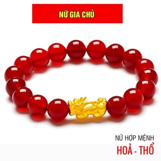 Vòng tay đá mix tỳ hưu mạ vàng cao cấp aize 10 ly