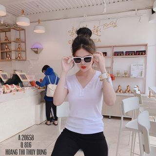 ÁO THUN CỔ TIM ĐÍNH NÚT