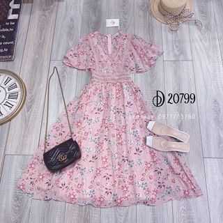 ĐẦM HOA ĐẮP CHÉO VIỀN REN