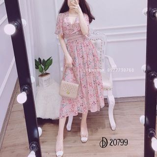 ĐẦM HOA ĐẮP CHÉO VIỀN REN