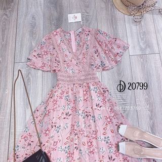 ĐẦM HOA ĐẮP CHÉO VIỀN REN