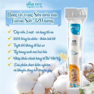 Bông Tẩy Trang Siêu Mềm Mịn Cotton Soft 120 miếng - DẬP VIỀN CAO CẤP