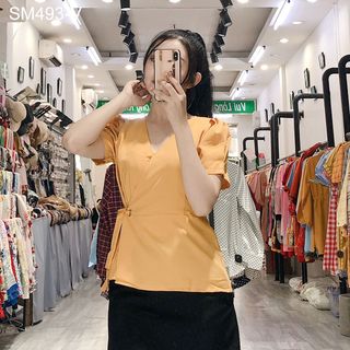 Sơ Mi Cổ Tim Chéo Cột Dây 493