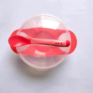 Bộ Bát Ăn Dặm Chống Đổ Và Thìa Báo Nóng