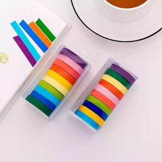 Bộ 10 cuộn washi tape cầu vồng - Băng keo trang trí sổ scrapbook