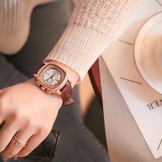 Đồng hồ nữ GUOU 8019 mặt vuông cá tính sang chảnh