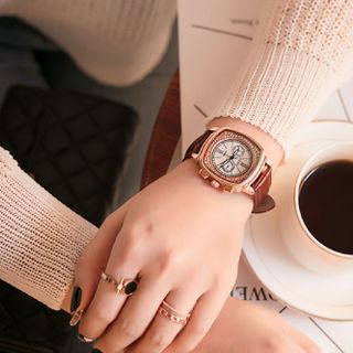 Đồng hồ nữ GUOU 8019 mặt vuông cá tính sang chảnh