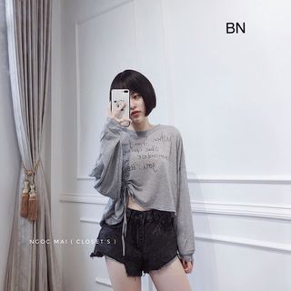 áo thun nữ đẹp kiểu hàn quốc dễ thương giá sỉ phông giấy croptop rút eo BN 43375 Kèm Ảnh Thật giá sỉ