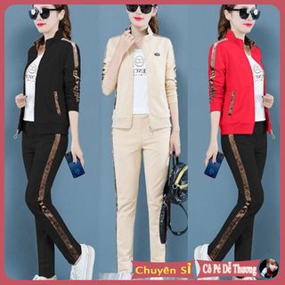 đồ nữ thể thao đẹp gồm áo khoác và quần Nhung cao cấp áo thun trong 100 cotton cao cấp 2019 giá sỉ