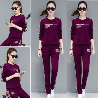 sét thể thao nữ màu trắng 100 COTTON xịn quần dài áo dài tay cổ tròn thu đông cao cấp đẹp tập gym chạy bộ