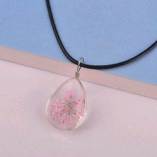 Dây chuyền phong thủy ép hoa khô mẫu giọt nước