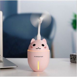 Máy phun sương tạo ẩm hình thú cao cấp 3in1 hình con mèo - kết hợp quạt và đèn ngủ