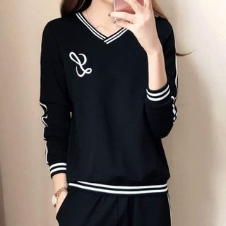 Bộ quần áo thể thao nữ dài tay cao cấp mùa đông sét quần áo thể thao nữ đẹp màu trắng đen giá rẻ 2019
