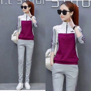 bộ thể thao nữ dài tay thu đông có khóa kéo cao cấp đẹp tập gym aerobic chạy bộ thể dục thể thao