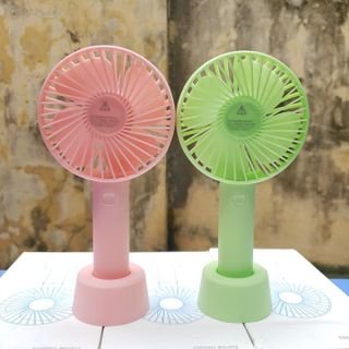 Quạt Cầm Tay Mini Tích Điện Có Đế Để Bàn Siêu Hot