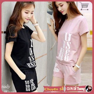 Đồ bộ nữ Dễ Thương Phong Cách Thể Thao US chất COTTON xịn áo ngắn tay quần đùi cổ tròn cao cấp giá sỉ