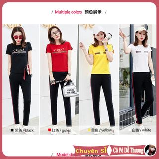 bộ quần áo thể thao nữ ngắn tay cao cấp 100 COTTON bộ thể thao nữ mùa hè ngắn tay sét quần áo thể thao nữ giá sỉ