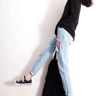 Quần baggy Rách lớn Nữ Siêu cưng