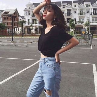 Quần baggy Rách lớn Nữ Siêu cưng