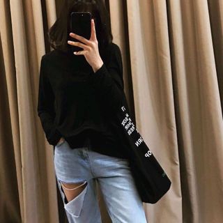 Quần baggy Rách lớn Nữ Siêu cưng