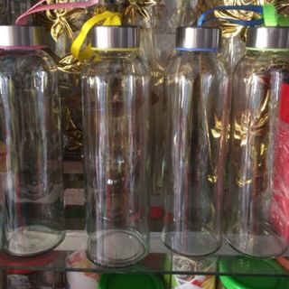 Chai thuỷ tinh 500ml nắp inox có dây xách