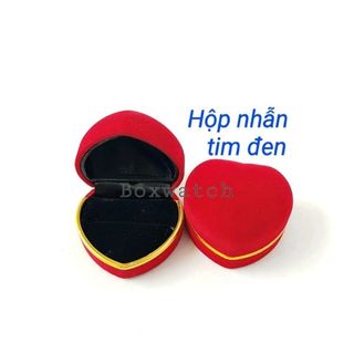 hộp nhẫn tim đen phủ nhung
