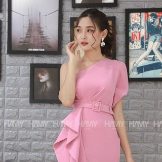 ĐẦM DỰ TIỆC LỆCH VAI NHÚN BÒE