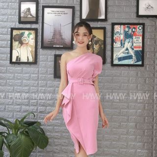 ĐẦM DỰ TIỆC LỆCH VAI NHÚN BÒE