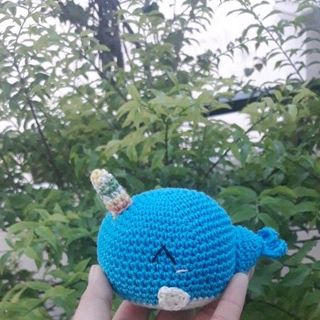 móc khóa cá voi xanh