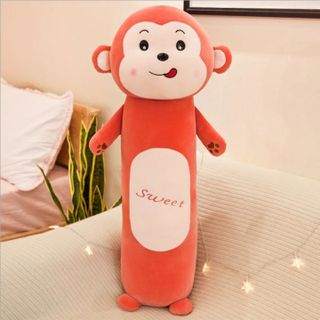 Gối Ôm Thỏ Sư Tử Khỉ Ếch Dài 70cm Màu Hồng Siêu Mềm Cho Em Bé 4 mẫu