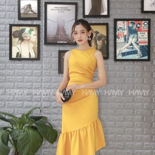 ĐẦM CỔ YẾM ĐUÔI CÁ DÚM EO