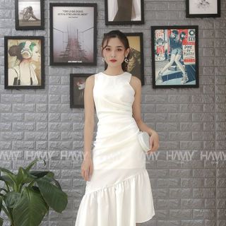ĐẦM CỔ YẾM ĐUÔI CÁ DÚM EO