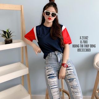 ÁO THUN TRƠN TAY PHỐI MÀU