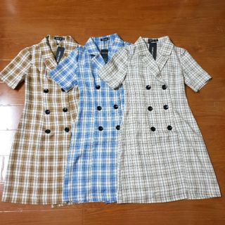 đầm caro cổ 2 ve