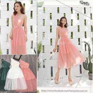 ĐẦM DỰ TIỆC LỆCH VAI 2 LỚP