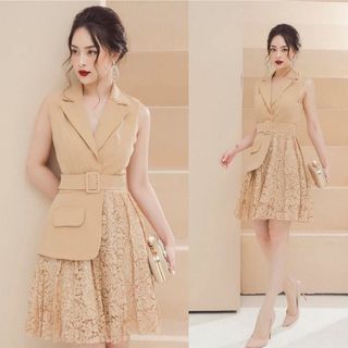 ĐẦM CỔ VEST PHỐI REN