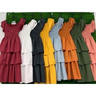 Đầm chấm bi bo chun 3 tầng