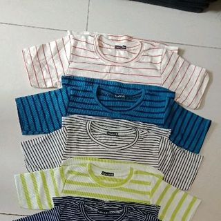 sọc kẻ thun gân tay ngắn