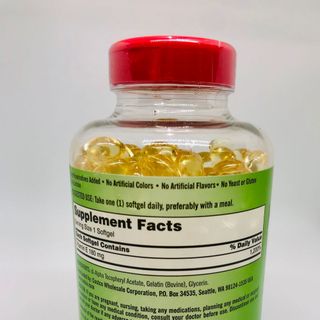 Viên uống Vitamin E 180mg 400iu Mỹ 500 viên làm đẹp da chậm quá trình lão hoá