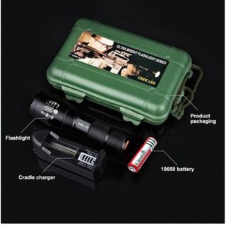 DEN BIN SIEU SANG GIÁ RẺ - Đèn Pin Siêu Sáng Cao Cấp T6 Hợp Kim Chống Nước Pin Có Thể Sạc Lại Full Box