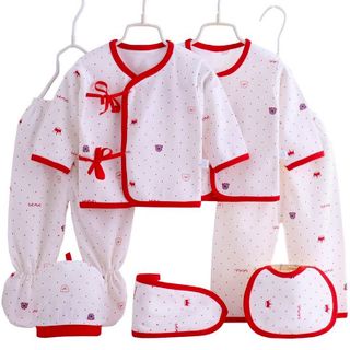 Set 2 bộ quần áo cho bé thun cotton có nónbăng đô và yếm- 114 giá sỉ