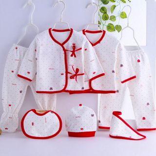 Set 2 bộ quần áo cho bé thun cotton có nónbăng đô và yếm- 114