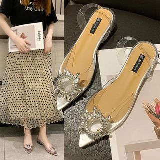 Giày sandal đá trong cao cấp sang chảnh