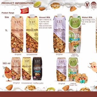 Sữa hạt 137 DEGREES óc chó nguyên chất lốc 3 hộp 180ml