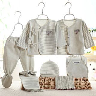 Set 2 bộ quần áo cho bé thun cotton có nónbăng đô và yếm- 115