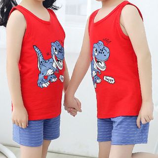 Bộ đồ cho bé trai hình thú chất liệu thun cotton thoáng mát 106-107-108